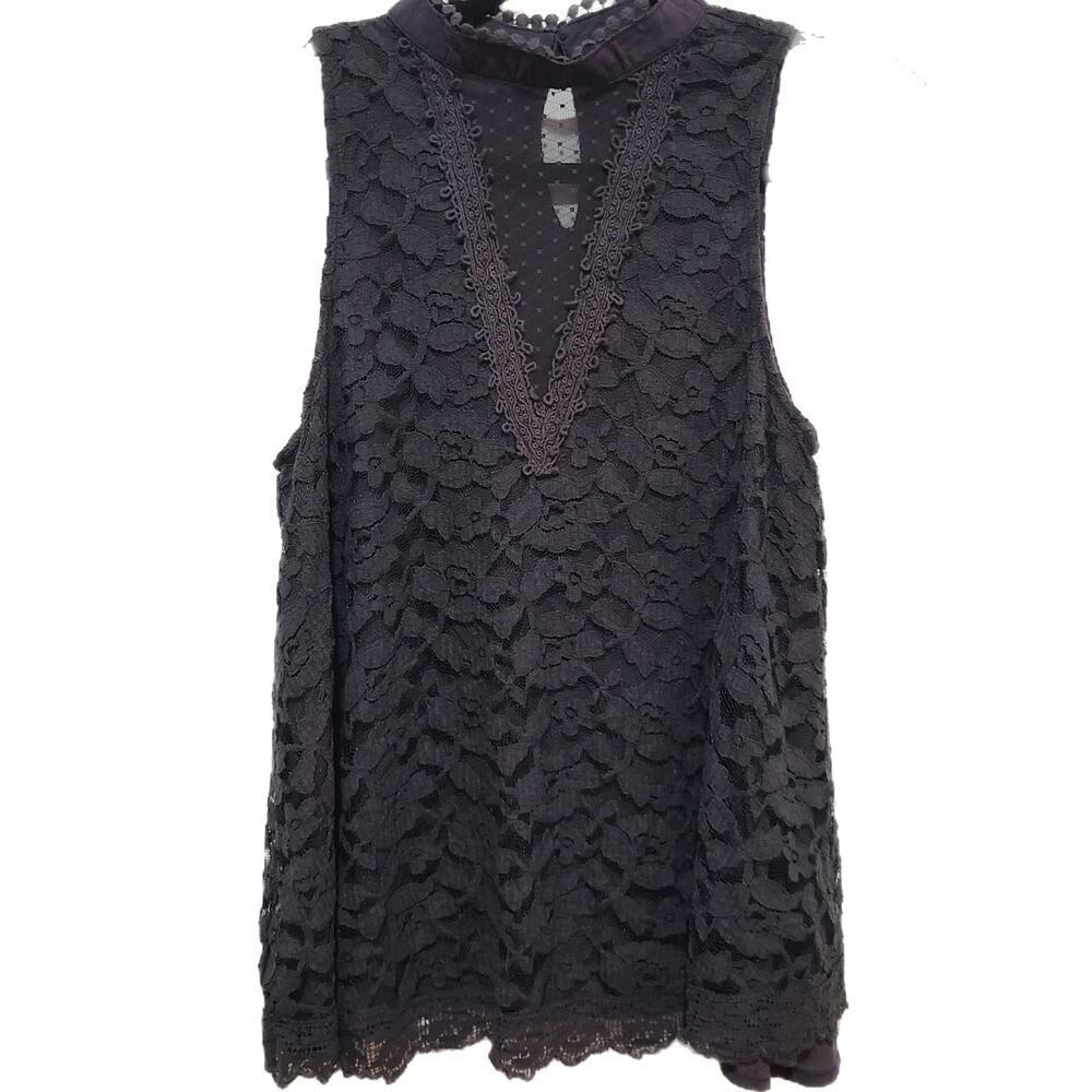 Taylor‎ & Sage Sleeveless Lace High Neck Blouse Layering Women's Size Large